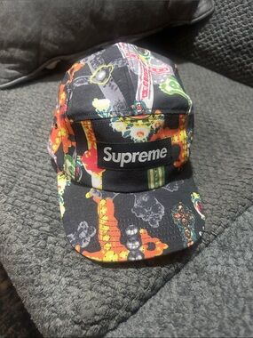 Supreme Men's ' Black Multicolor Graphic Camp Cap
